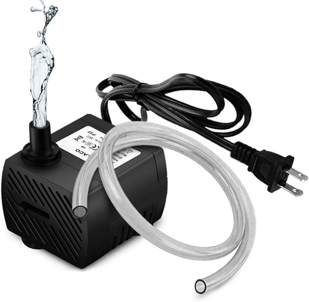 PULACO 95GPH 5W Mini Submersible Water Pump with 3.3 ft Tubing for Aquarium Fish Tank, Pond, Fountain, Hydroponics