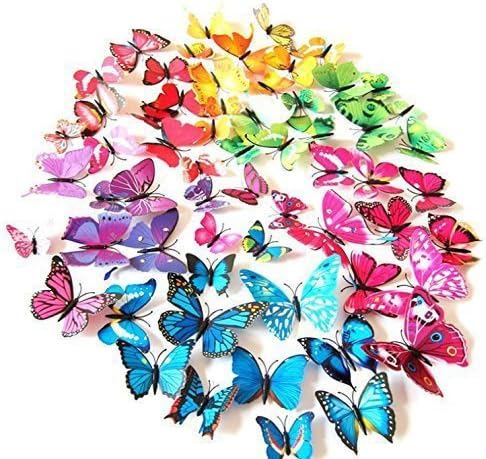 LiveGallery 72 PCS 6 Colors Removable 3D DIY Beautiful Butterfly Wall Decals Colorful Butterflies Art Decor Wall Stickers Murals for Kids Baby Boy Girls Bedroom Classroom Offices TV Background