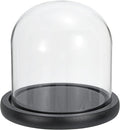 PATIKIL 4.9"x4.7" Clear Cloche Glass Dome, Glass Bell Jar Display Case Tabletop Centerpiece with Black Wooden Base for Christmas Home Decor