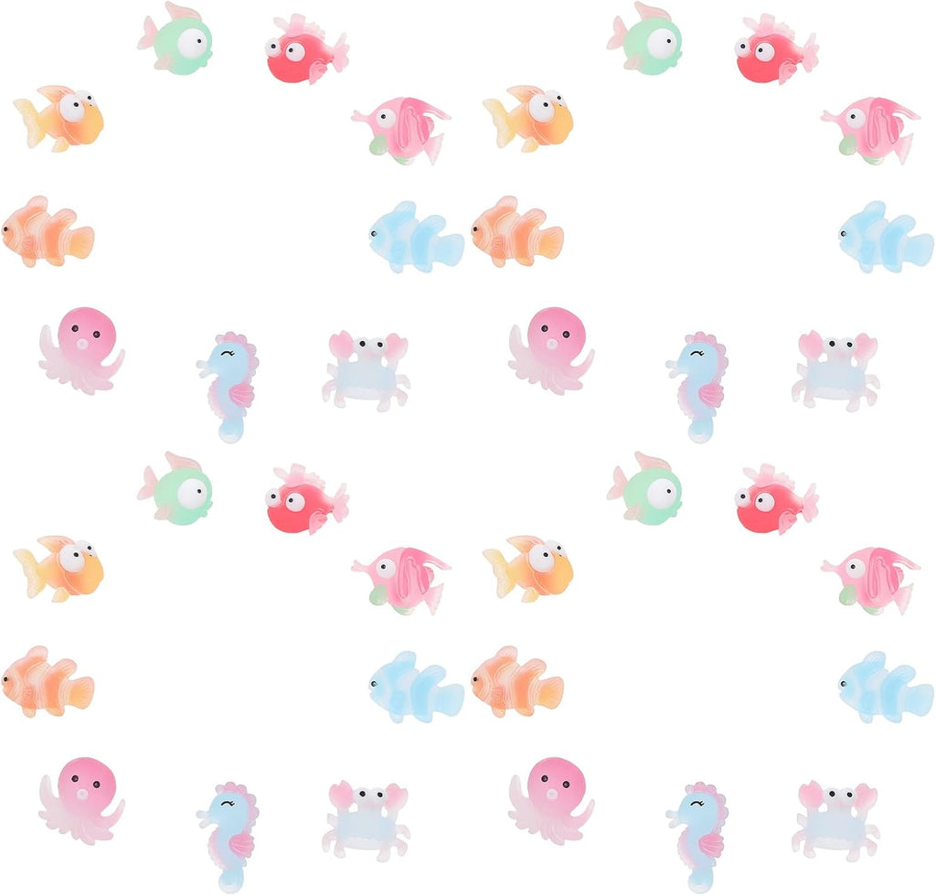 LOGOFUN 200pcs Mini Resin Ocean Animal Figurines Sea Creatures Aquarium Decor Micro Landscape Fairy Garden Accessories