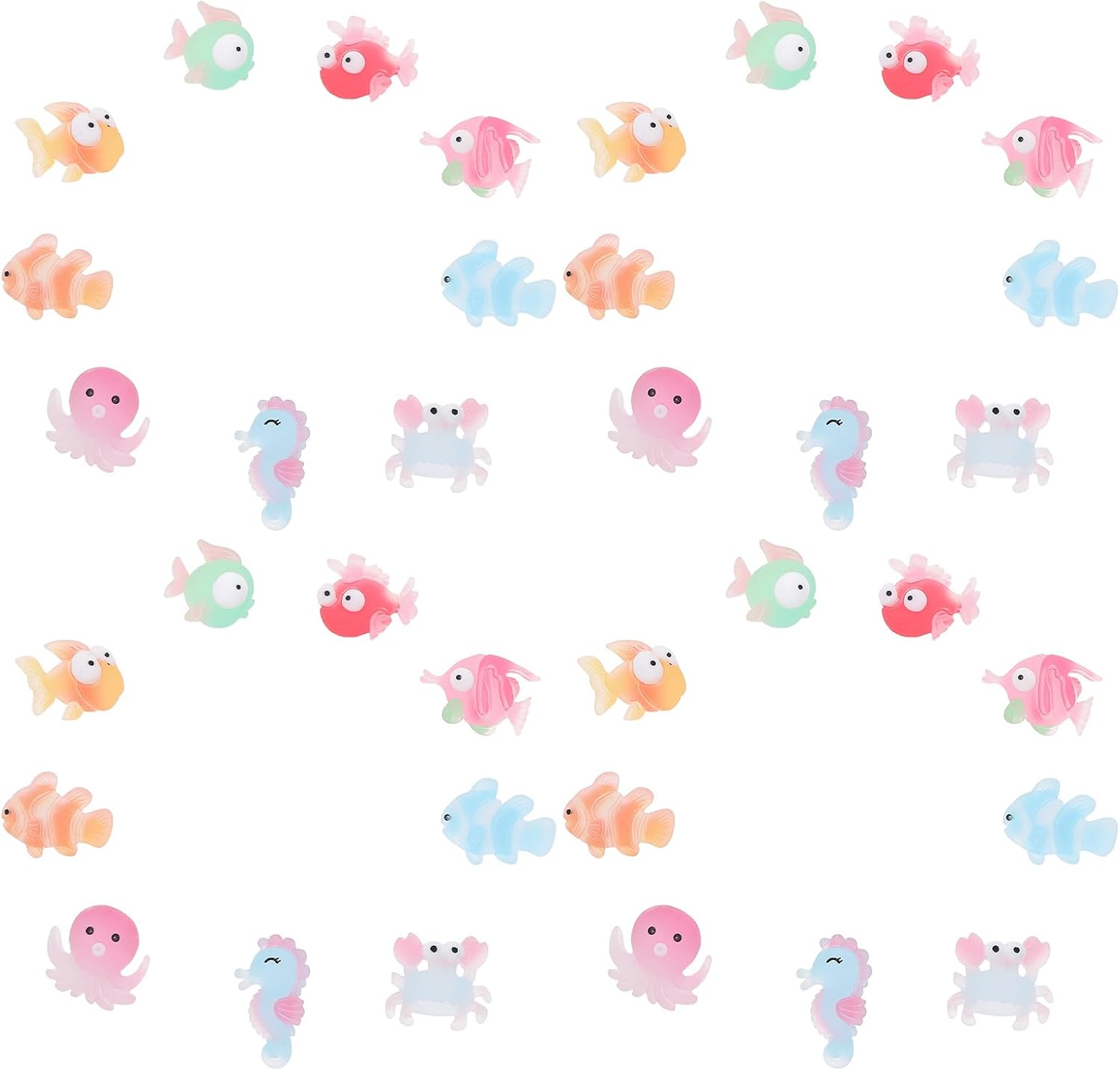 LOGOFUN 200pcs Mini Resin Ocean Animal Figurines Sea Creatures Aquarium Decor Micro Landscape Fairy Garden Accessories