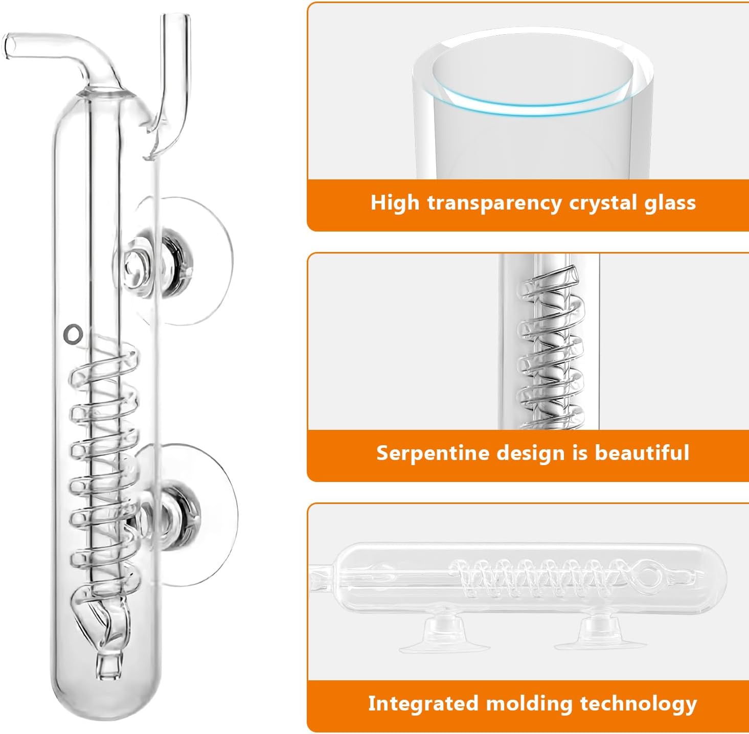 Aquarium CO2 Spiral Bubble Counter with High Transparent Crystal Glass Suitable for Aquatic Plants,Aquarium Supply Accessories Connect with CO2 Regulator