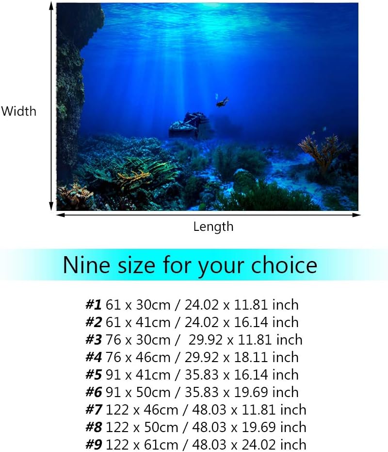 GOTOTOP Aquarium Poster 3D Effect Adhesive, Aquarium Background Decoration Seaworld Poster Self-Adhesive Underwater Decor 24.02 x 16.14 inch
