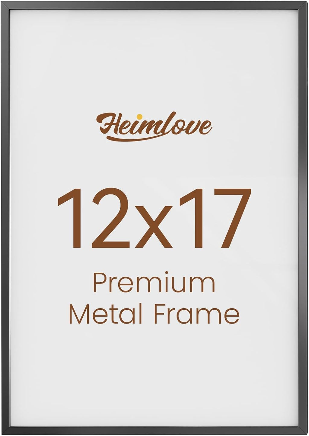 Heimlove 12x17 Metal Picture Frame,Black Aluminum Photo Frames-Real Tempered Glass,Wall Gallery Poster Puzzles Artwork frame Mounting Horizontally or Vertically Decor for Wall-1Pack