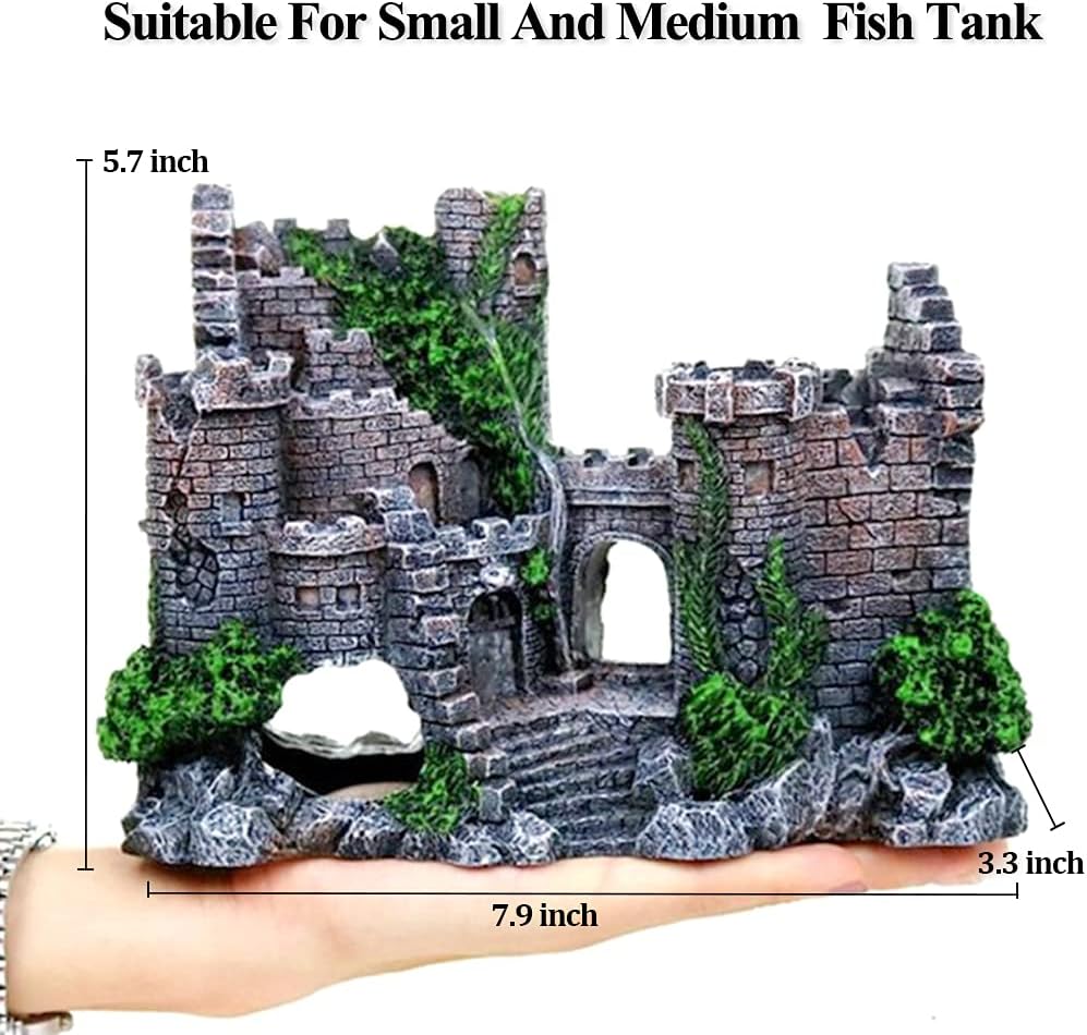 fazhongfa Aquarium Castle Air Bubbler Fish Tank Decorations for Betta Fish Ornament Small and Medium Fish Accessories Decor Betta House Toys (Air Pump is Not Include)