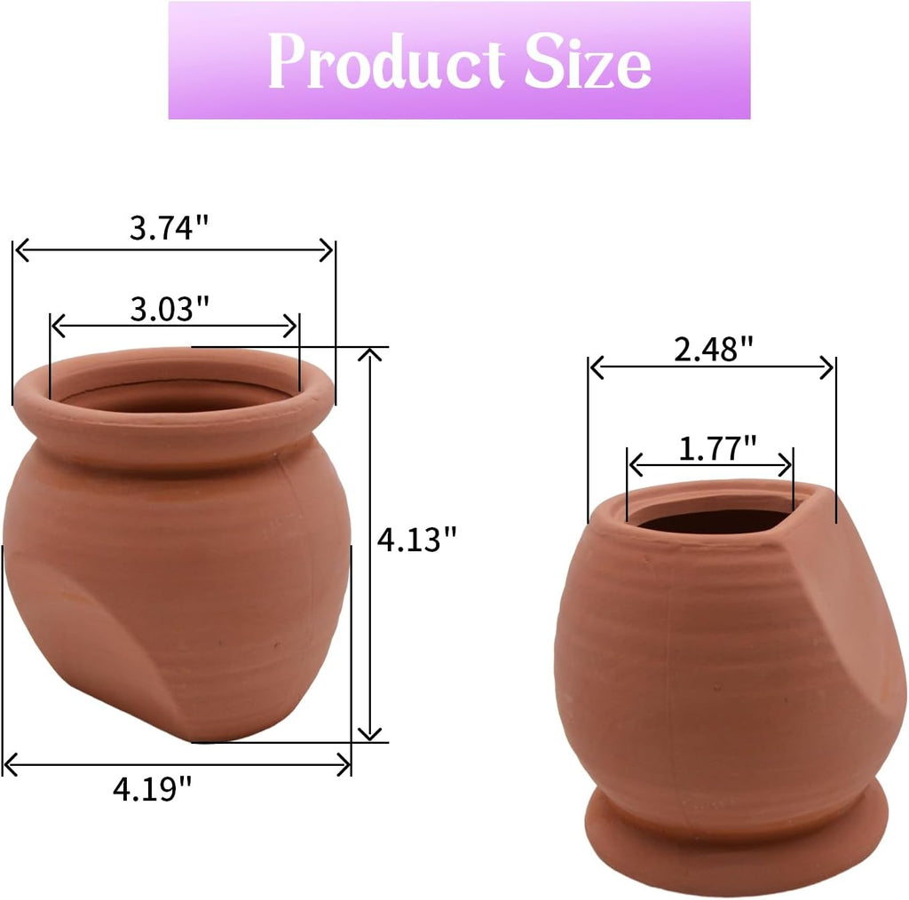 AnRui Betta Fish Tank Decor Ceramic Jar Aquarium Accessories Decorations Cute Clay Pot Hideout Cave Ornaments for Small Fish, Shrimp, Cichlid to Play Hide Breed, Large