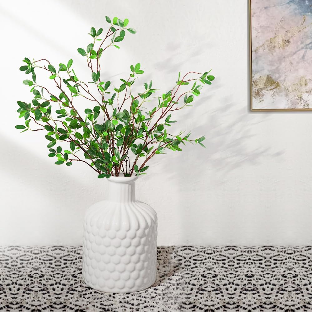 Artificial Plants 3Pcs Faux Greenery Eucalyptus Stems,Faux Branches for Vase Filler,Artificial Ficus Twig Branches Stems for Shop Garden Office Home Décor