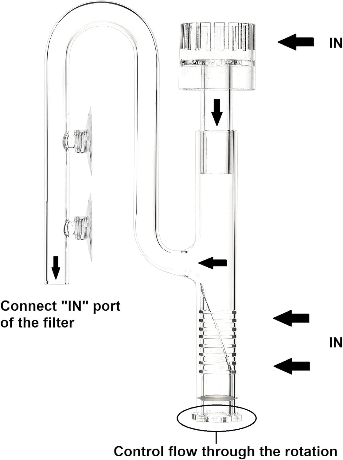 Mini Lily Pipe Inflow with Surface Skimmer for Nano Aquarium (17mm for 16/22mm (5/8'' i.d.) tubing)