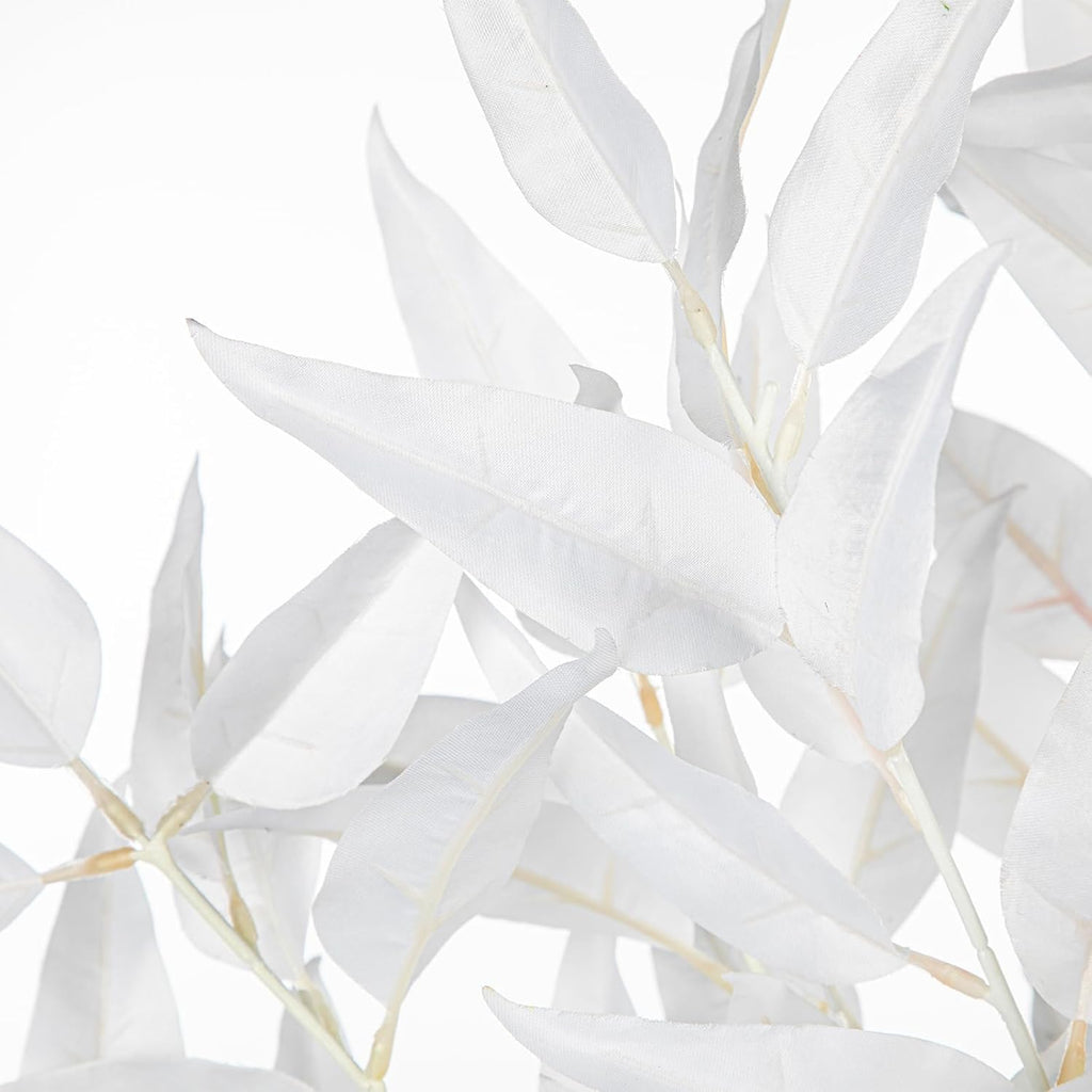 DILATATA Faux White Eucalyptus Stems – 32” Artificial Willow Leaves, 5 Pcs Long White Eucalyptus Branches for DIY Bouquets, Centerpieces, Shower & Wedding Decorations