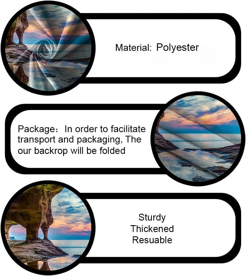 8x6ft Ocean Backdrop Summer Tunnel Mountain Sunset Blue Lake Water Moss Seaside Scenery Luau Photography Background Party Holiday Birthday Wedding Studio Photo Props Polyester