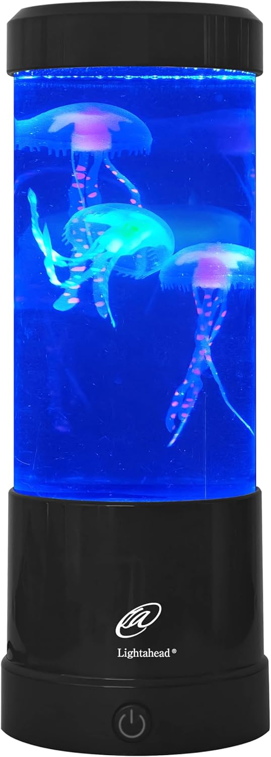 Lightahead Mini LED Round Jellyfish Sensory Aquarium Lamp Color Changing Light Effects, A Sensory Synthetic Jelly Fish Aquarium Tank 9 inches Mood Lamp.