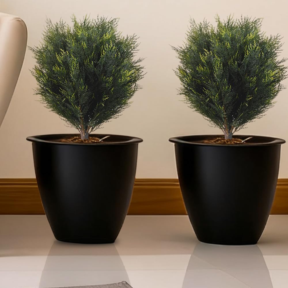 27" Artificial Cedar Topiary Shrub UV-Proof Leaves Poteed Artificial Shrubs for Outdoors Plant for Home Office Outdoor and Indoor Decor Porch Plants