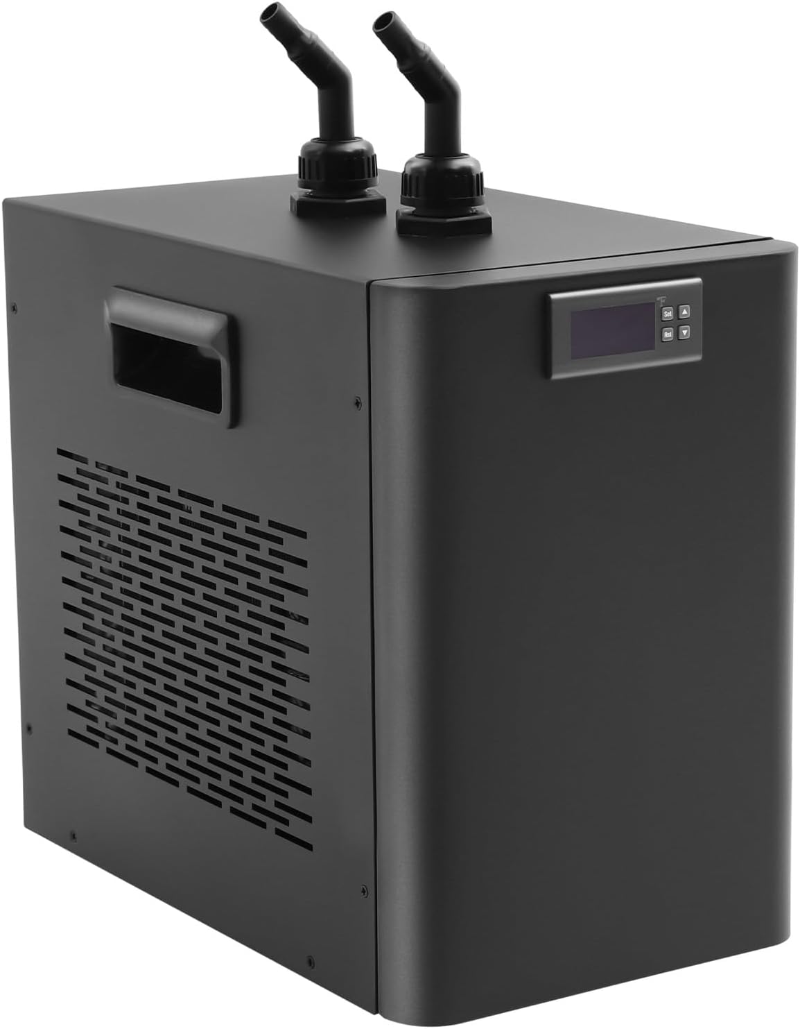 110V 270W Aquarium Chiller 160L Aquarium Water Chiller 1/10 HP Aquarium Cooling Machine 32~122℉ Temperature Setting for Seafood Markets Hotels Restaurants 7.87 x 13.39 x 11.81inch