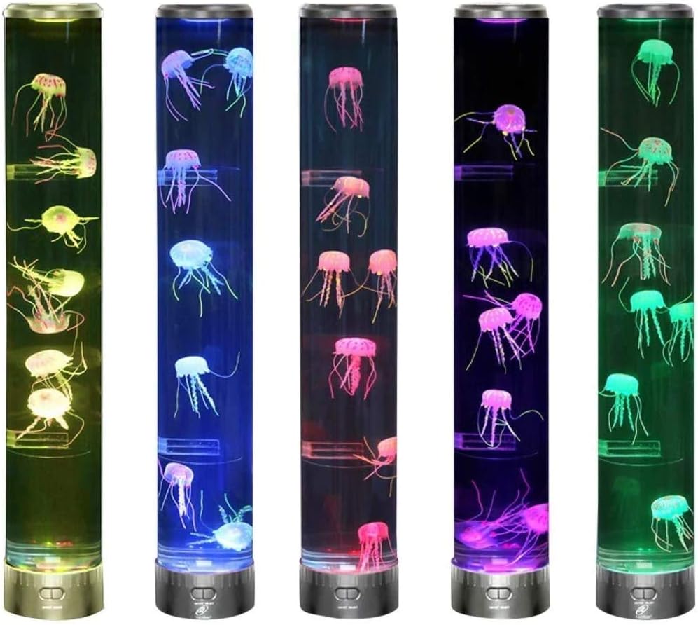 Lightahead LED Jellyfish Aqua Mood Lamp with 5 Color Changing Light Effects .The Ultimate Extra Large Sensory Synthetic Jelly Fish Tank Aquarium Mood Lamp. Ideal Gift