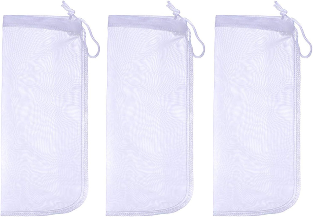 ALEGI Media Filter Bag Aquarium Extra Fine,Reusable 180 Micron Drawstring Mesh Filter Bags for Very Fine Resins Filter (10"*3.9" (3 Pack))