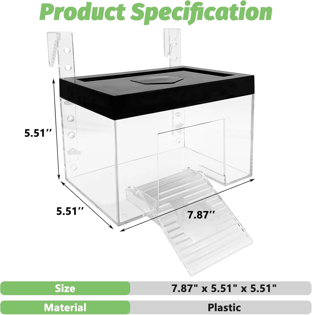 Turtle Basking Platform 7.87 x 5.51 x 5.51inch Hanging Basking Platform for Aquatic Turtles with Lid and Ramp Adjustable Reptile Ramp Dock Turtle Tank Accessories (Small)