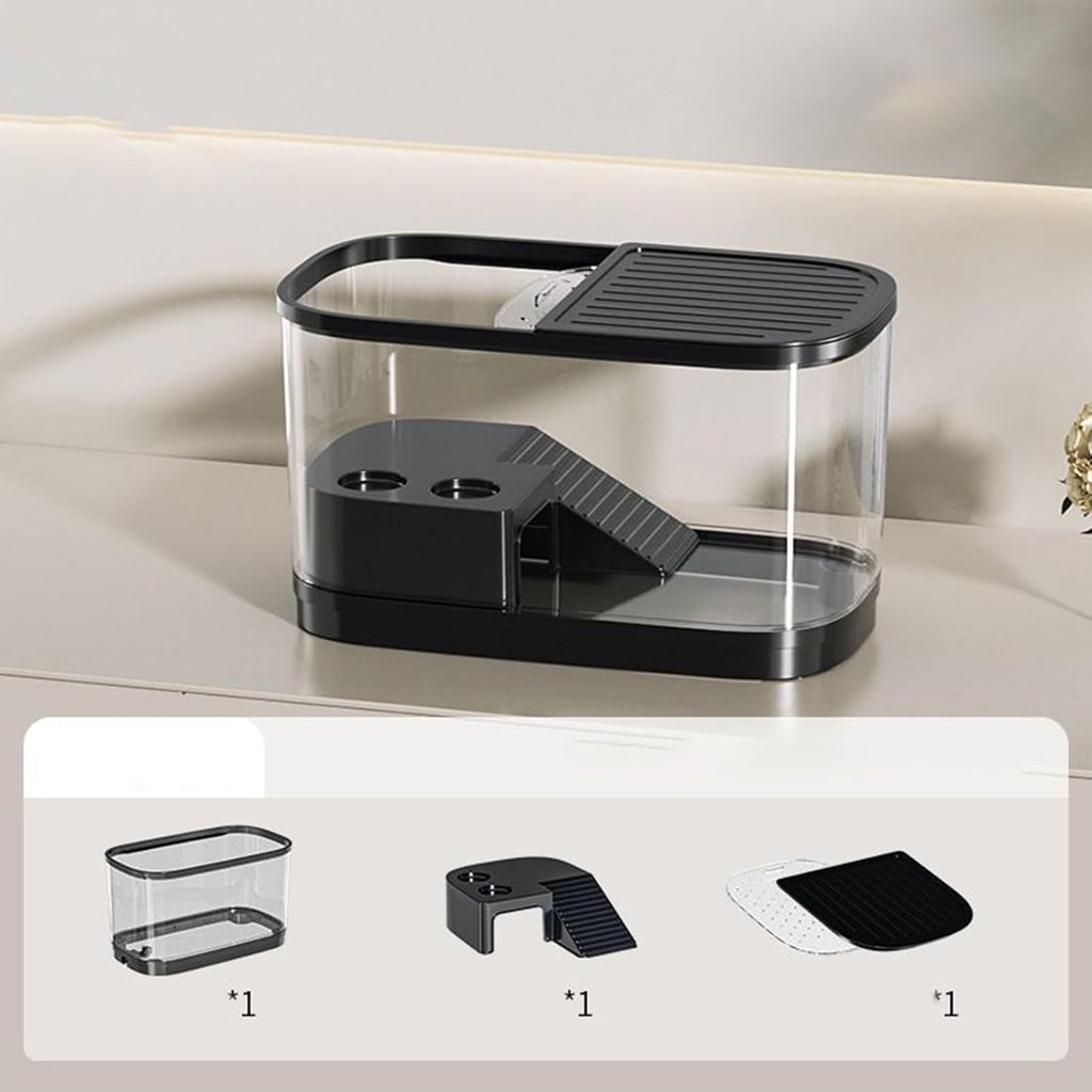 Reptile Terrarium Tank – CrystalClearr Turtle Aquarium, Anti-Escape Pet Enclosure, Sturdy Breeding Habitat Box | Suitable for Frogs, Geckos, Lizards, Snakes, Tortoises, and Other Small Amphibians