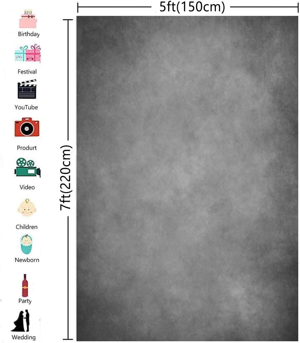 5x7ft Dark Grey Abstract Photography Backdrops Newborn Portrait Photo Studio Prop Background for Picture