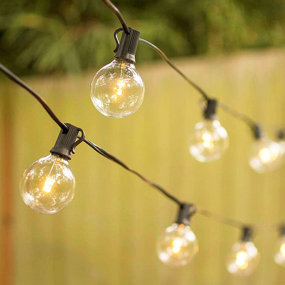 Outdoor String Lights 100ft Patio Lights with 110 G40 Bulbs (10 Spare) Globe String Lights for Party Tents Patio Gazebo Porch Deck Bistro Backyard Balcony Pergola Decor, Black Wire…