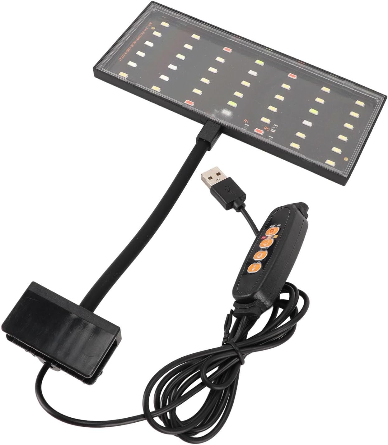 BAFOVY Clip On Aquarium Light, Fish Clip On USB Powered LED Dimmable 10 Speed Brightness Timing Control Fish Clamp Light for Home Indoor