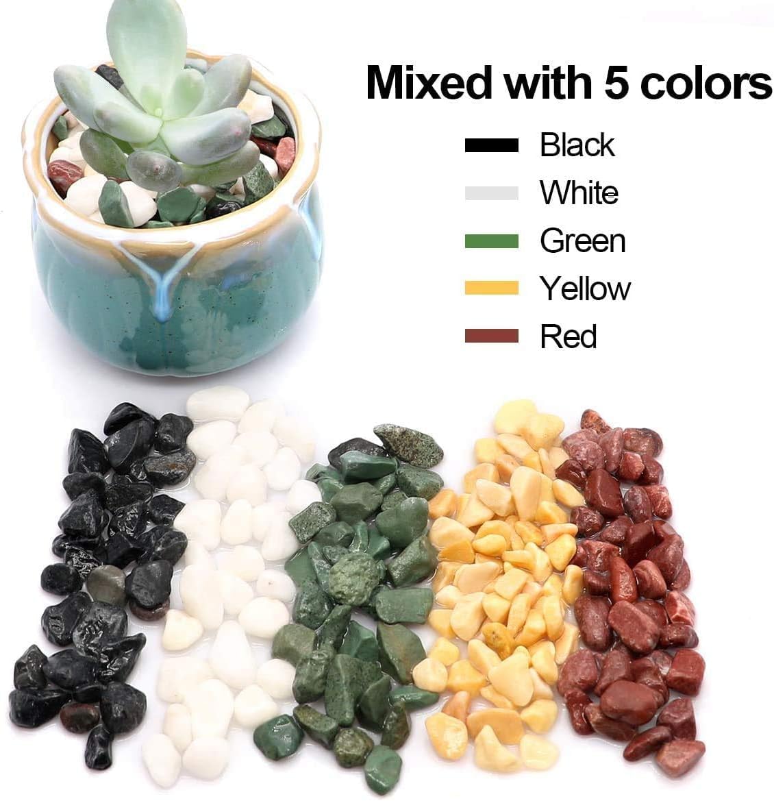 TOYPOPOR 6LB Succulent and Cactus Gravel Pebbles, 1/5 Inch Natural Decorative Polished Stones, River Rocks for Plants, Vases, Aquariums, Terrarium and Outdoor Gardening, Mixed Color