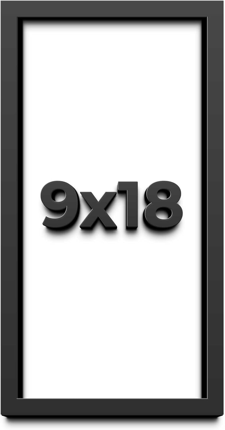 9x18 Shadow Box Frame Black | 1 Inch Deep Solid Wood Shadowbox Display Frame | UV Resistant Acrylic Plexiglass, Acid Free Backing, and Hanging Hardware | Dugan Picture Frame Style