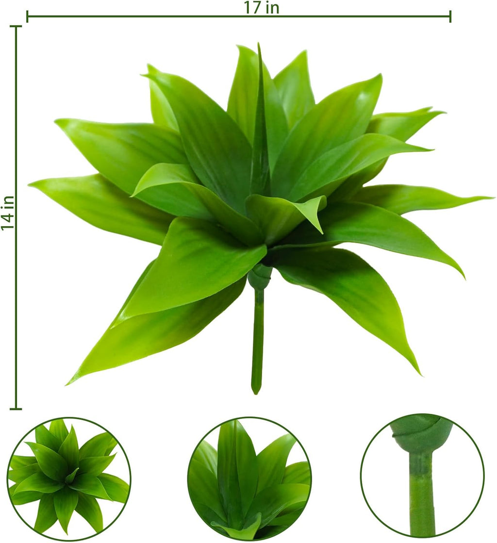 Agusbagli 2pcs Succulents Plants Artificial Aloe Plant, 14in Large Real Touch Succulents Unpotted Faux Agave Greenery Plants for DIY Home Wedding Garden Office Outdoor Decoration