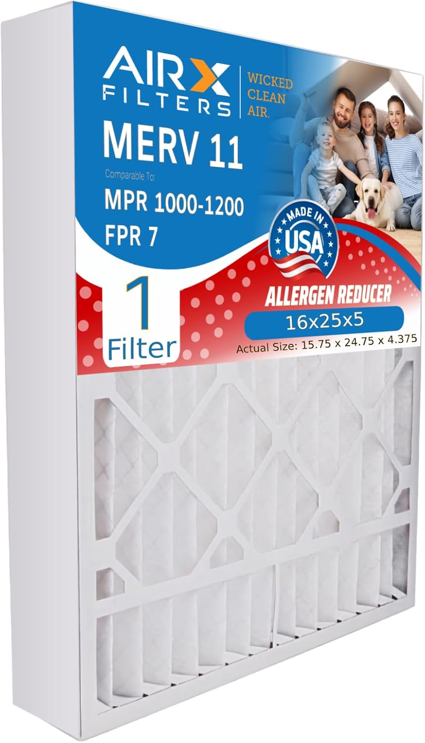 AIRX FILTERS WICKED CLEAN AIR. 16x25x4 Air Filter MERV 11 Compatible with Honeywell FC100A1029 EXPXXFIL0016 Furnace Filter - 1 Single Filter