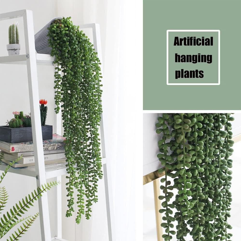SzJias 6 Pcs String of Pearls Plant Artificial Hanging Succulents Plants for Home Garden Decor