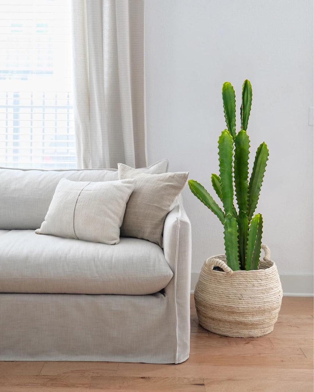 DILATATA 29.5”+32.5” Tall Fake Cactus Plant Potted Large Cactus 'Euphorbia Accruensis Cactus' Big Cacti Plants Artificial Cactus for Home Garden Office Decor Housewarming Gifts Faux Cacti-Set of 2