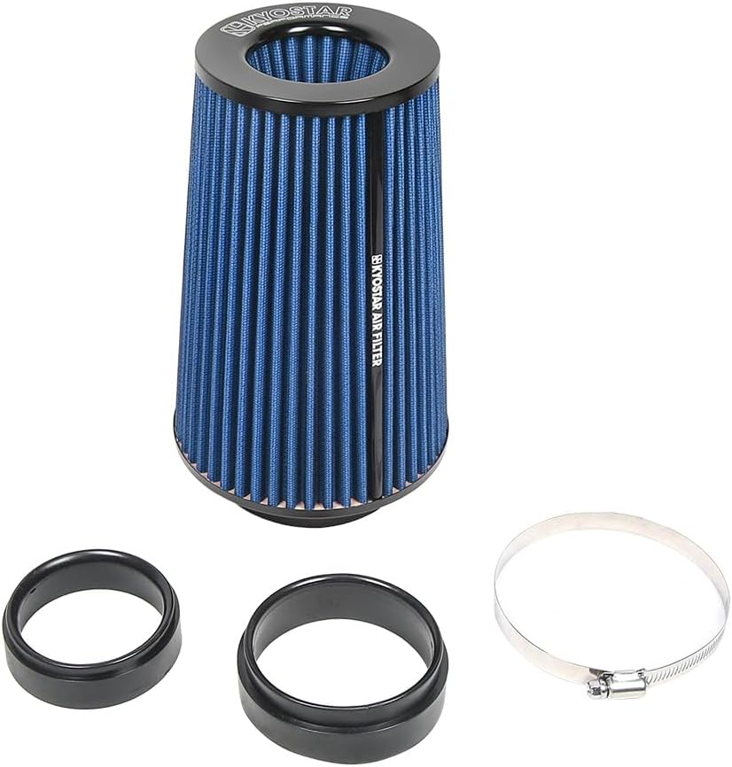 3/3.5/4inch Inlet Cold Air Intake Cone Replacement Performance Washable High Flow Dry Air Filter (BLUE)