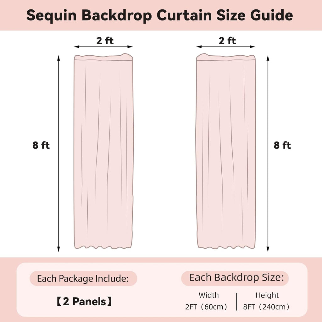 Sugargirl Silver Sequin Backdrop Curtain 2FTx8FT Glitter Background Drapes Sparkle Photography Backdrop for Party Wedding Birthday Wall Decor（2 Panels,Silver