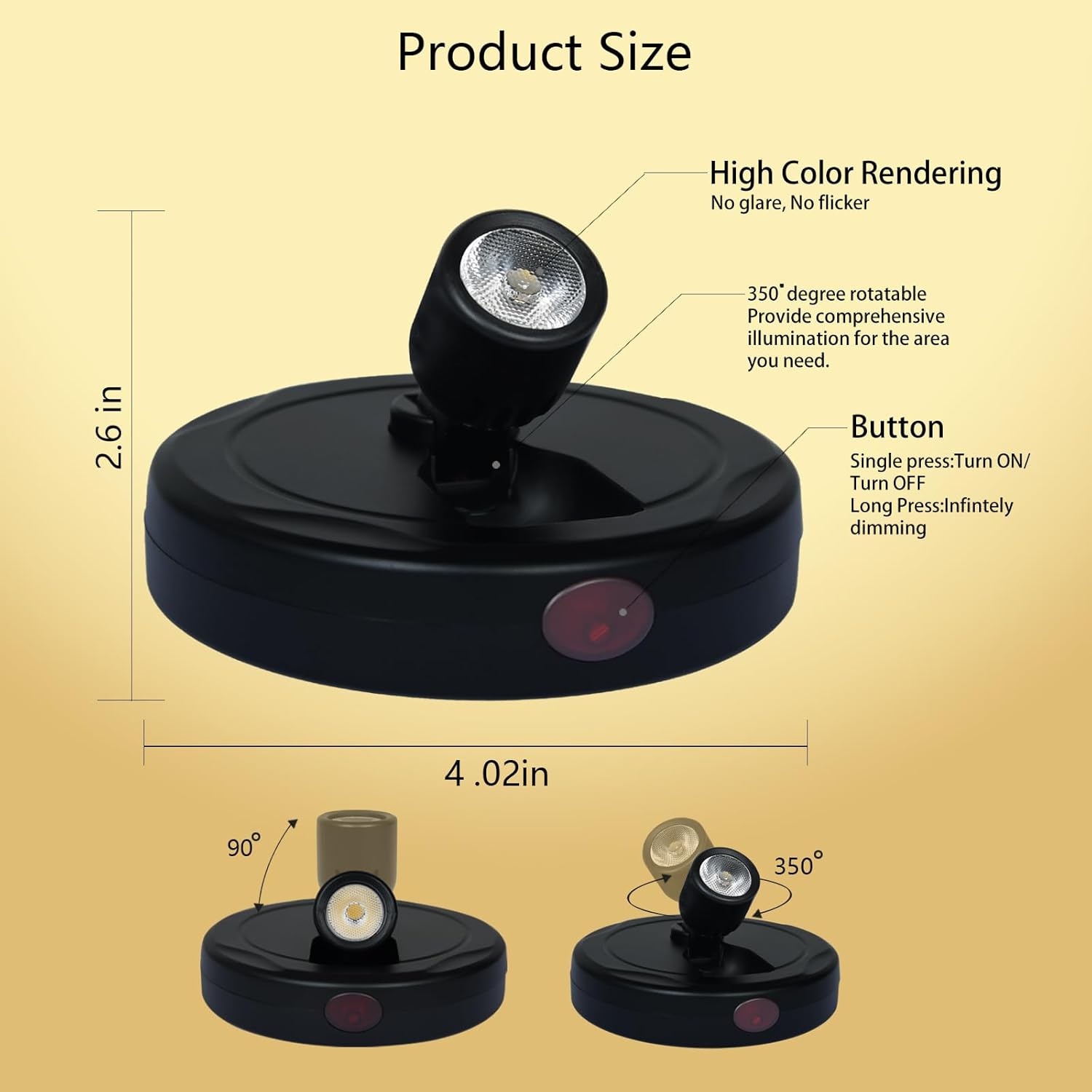 LED Spotlight Indoor,Rechargeable Battery Uplighting Indoor, Mini Accent Spot Lights for Plants Tree Wall Art Display Painting Artwork Portrait Dartboard Closet Gallery Photo-Black 2Pack