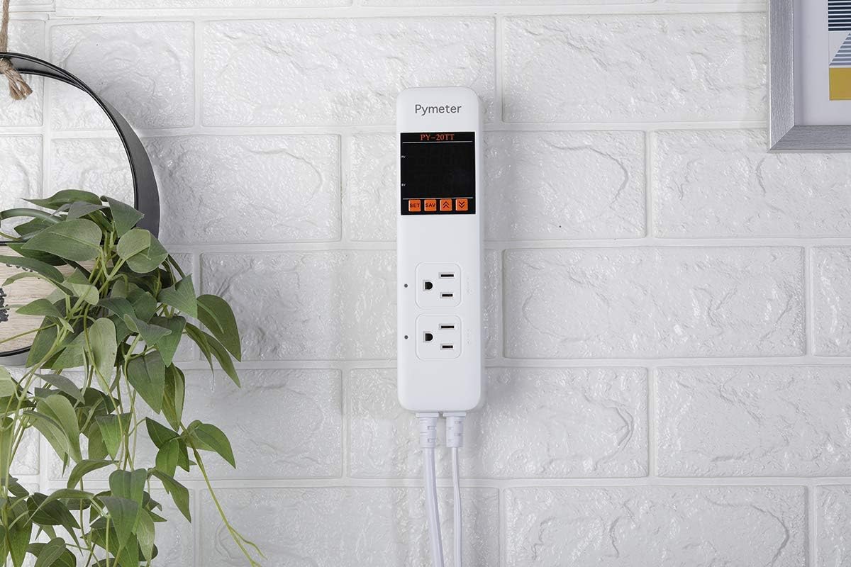 2 in 1 Digital Temperature Controller Dual Outlet Heat Mat Thermostat Reptile Greenhouse Heater Home Brewing Freezer Cooling Heating Pad Control 16A 1920W