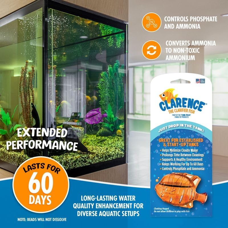 Aquarium Water Clarifier | Clear Cloudy Fish Tank Water Treatment, Safe for Freshwater & Saltwater Fish and Plants - Orange, 3 Pack