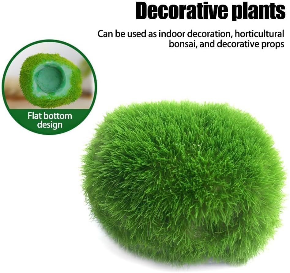 MiOYOOW 4PCS Decorative Moss Balls, Artificial Moss Decorations, Creative Aquatic Plant Ornaments for Fish Tank Aquarium Garden Home Bowl Vase Party Wedding Christmas Decor