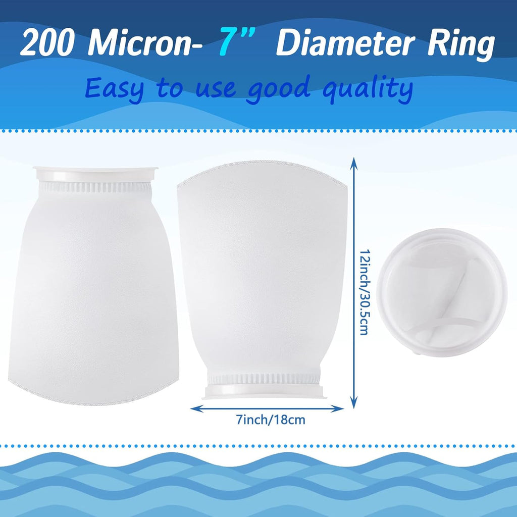Tudomro 4pcs 7 Inch Ring Filter Socks Aquarium Filter Bags Micro Fish Tank Aquarium Socks for Fish Tank Freshwater Saltwater Aquariums, 7 Inch Ring Diameter by 12 in Long