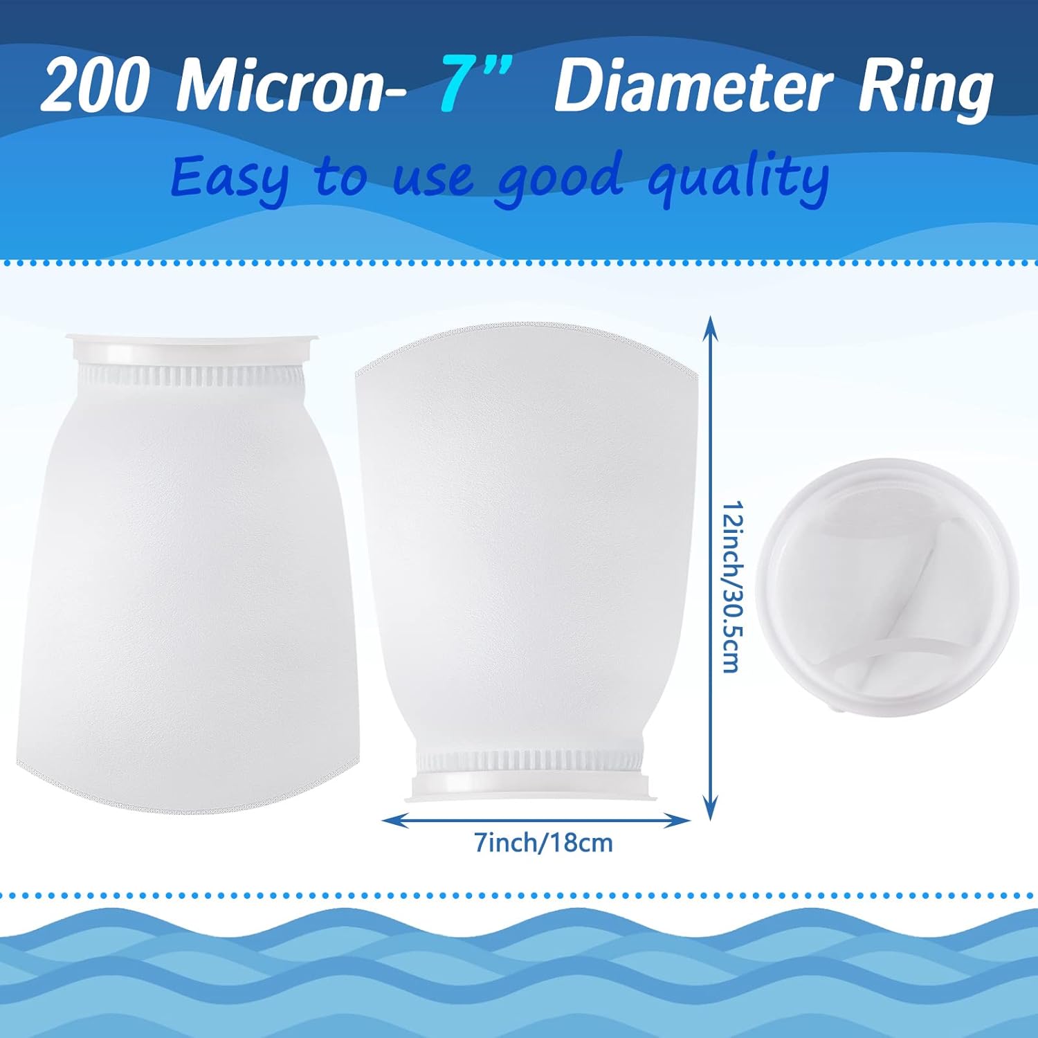 Tudomro 4pcs 7 Inch Ring Filter Socks Aquarium Filter Bags Micro Fish Tank Aquarium Socks for Fish Tank Freshwater Saltwater Aquariums, 7 Inch Ring Diameter by 12 in Long