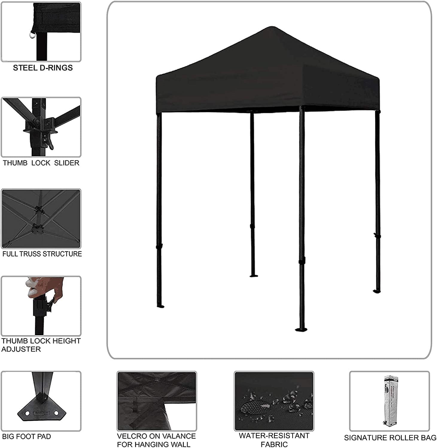 Eurmax USA 5'x5' Pop Up Canopy Tent Commercial Instant Canopies with Heavy Duty Roller Bag,Bonus 4 Sand Weights Bags (Sky Blue)