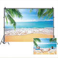 DASHAN 8x6ft Polyester Tropical Beach Backdrop Ocean Hawaiian Luau Party Summer Sea Sailor Beach Birthday Sandy Beach Palm Tree Photography Background Wedding Bridal Shower Nautical Photo Prop
