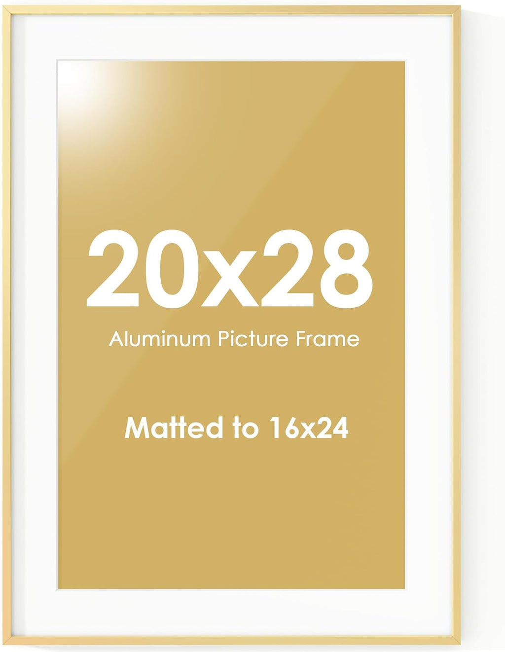 Fun Memories 20x28 Picture Frame, 20 x 28 Metal Poster Frame with Mat for 16x24 Photo - HD Tempered Glass - Vertical and Horizontal Display