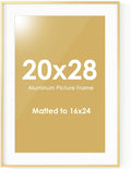 Fun Memories 20x28 Picture Frame, 20 x 28 Metal Poster Frame with Mat for 16x24 Photo - HD Tempered Glass - Vertical and Horizontal Display