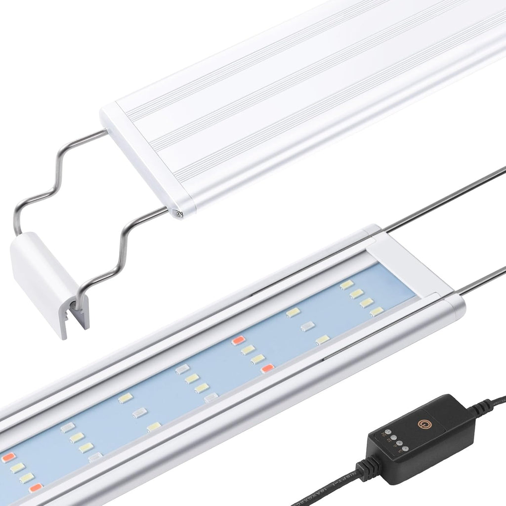 HITOP Full Spectrum LED Aquarium Light – 12” 16” 24” 32” Classic Fish Tank Light with RGB LEDs, with Timer and Stable Extendable Brackets (12-20in)