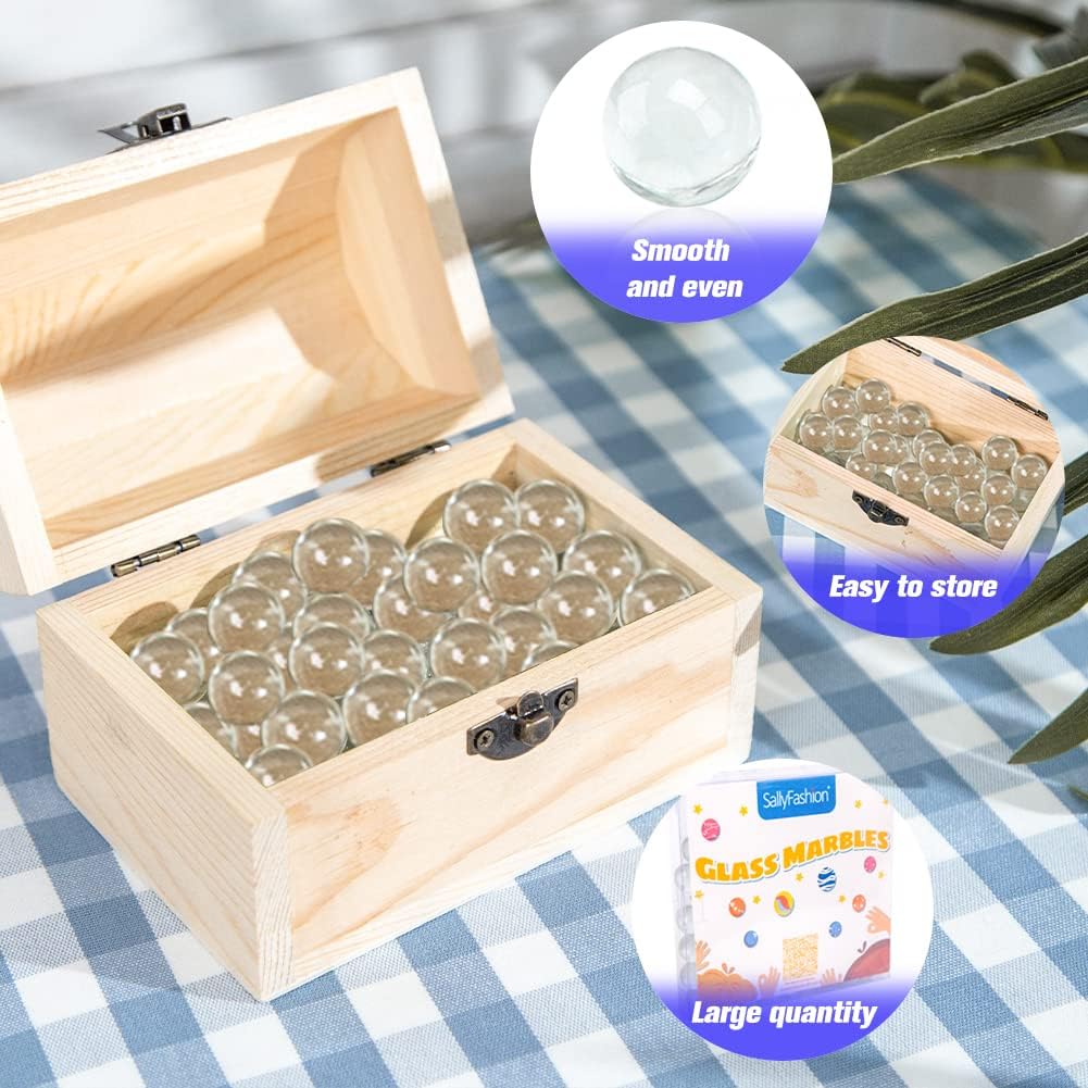 SallyFashion 75PCS Glass Marbles for Vases, Clear Marbles for Vase Fillers, Marble Run Toys, DIY Home Decorative