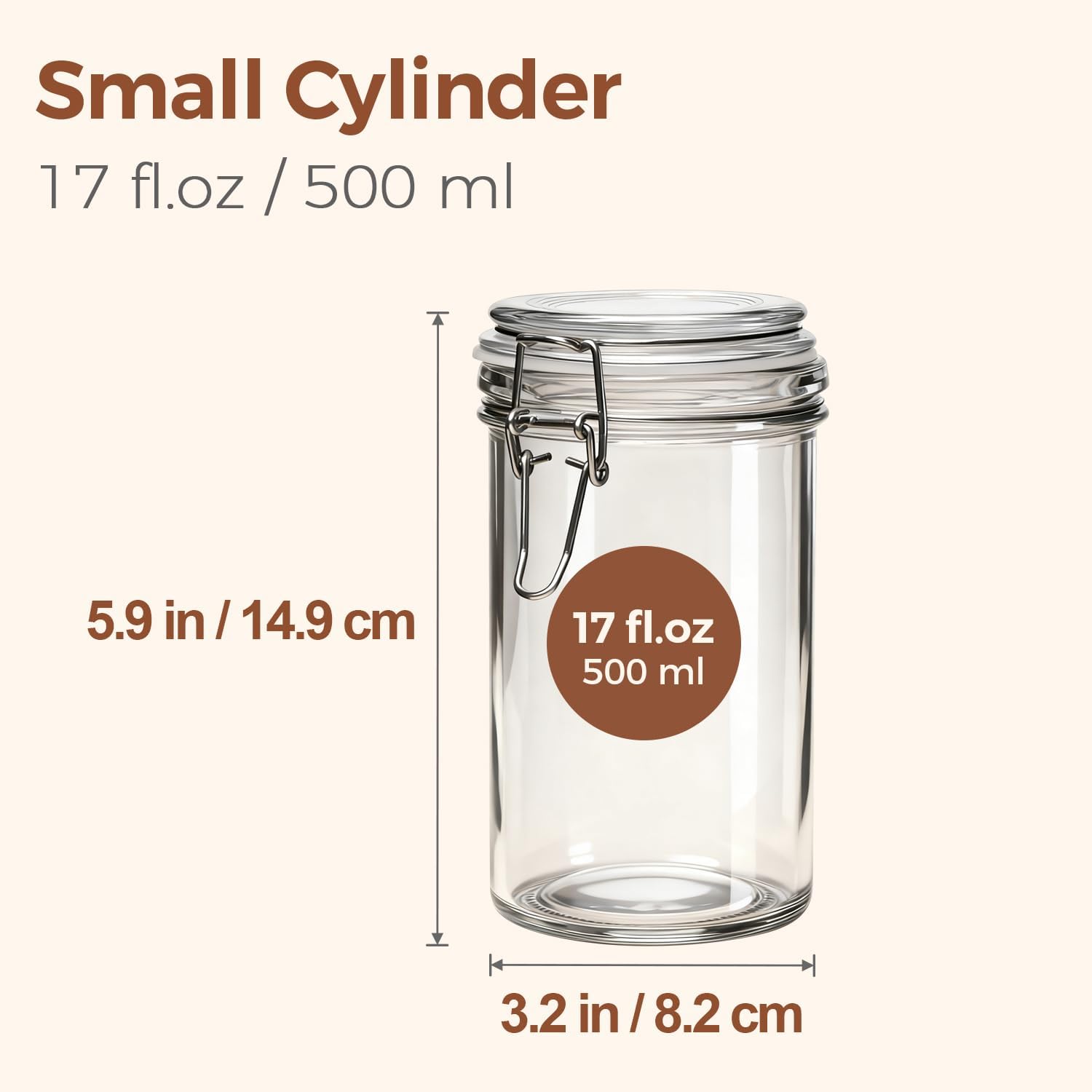 ComSaf Glass Jars with Airtight Lid Set of 6，Mason Jars 17 oz with Lids, Pint Jar, Canning Jar, Airtight Canister with Seal Wire Clip Fastening for Vanilla, Pickle, Cookie, Honey