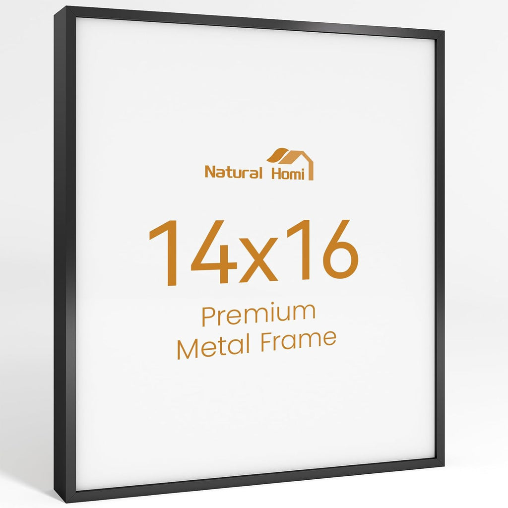 14x16 Aluminum Metal Picture Frame,Tempered Glass Black Photo Frame 14x16 for Family Photo,Posters,Art,Document to Wall Mount Horizontally or Vertically