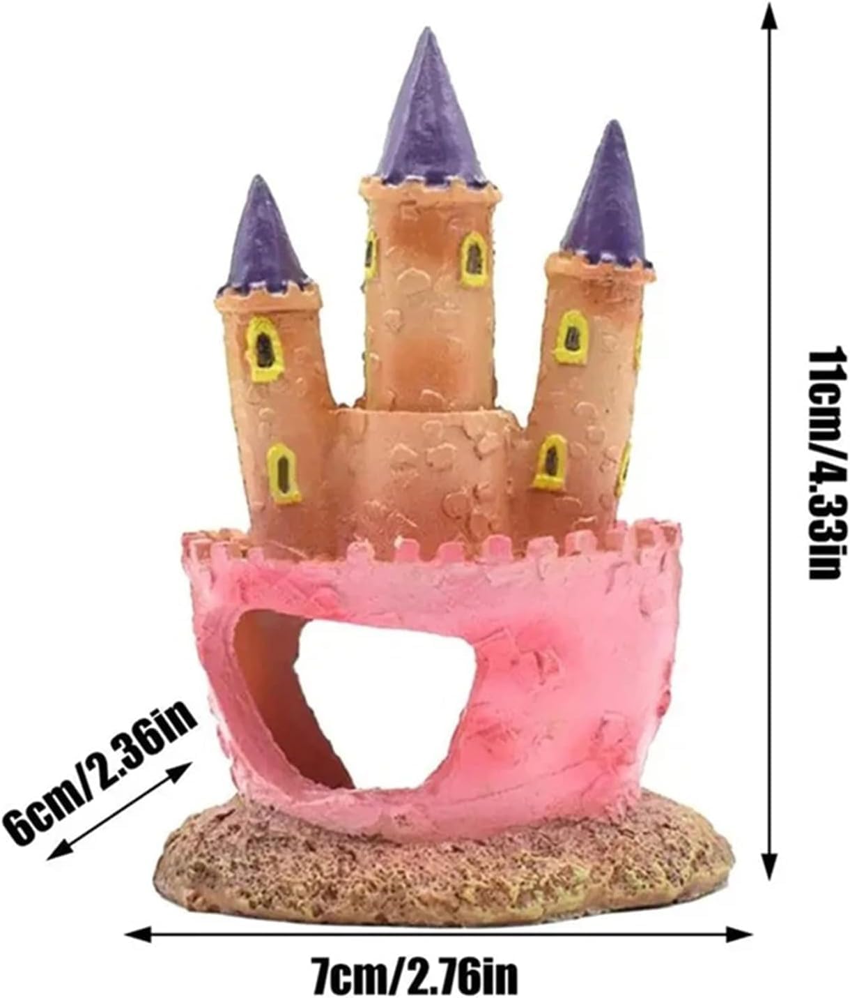 Pink Fish Tank Decor, 4.33 * 3.94 * 2.76in Cute Cartoon Aquarium Castle, Small Fish Tank Castle for Aquarium and Reptile Box