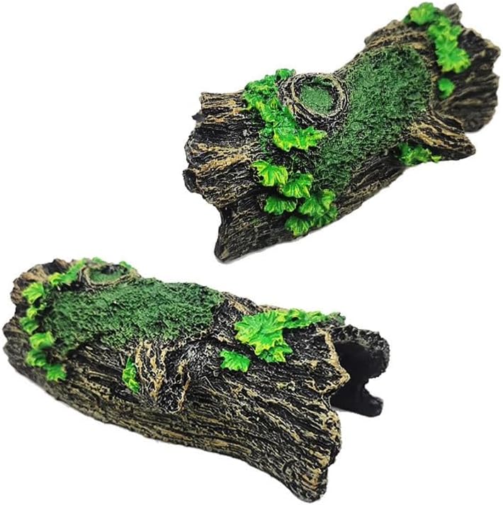 Resin Aquarium Wood Small Reptile Hide Aquarium cave Betta Log Aquarium Ornament pleco cave Snake Hideout (Tree bark)