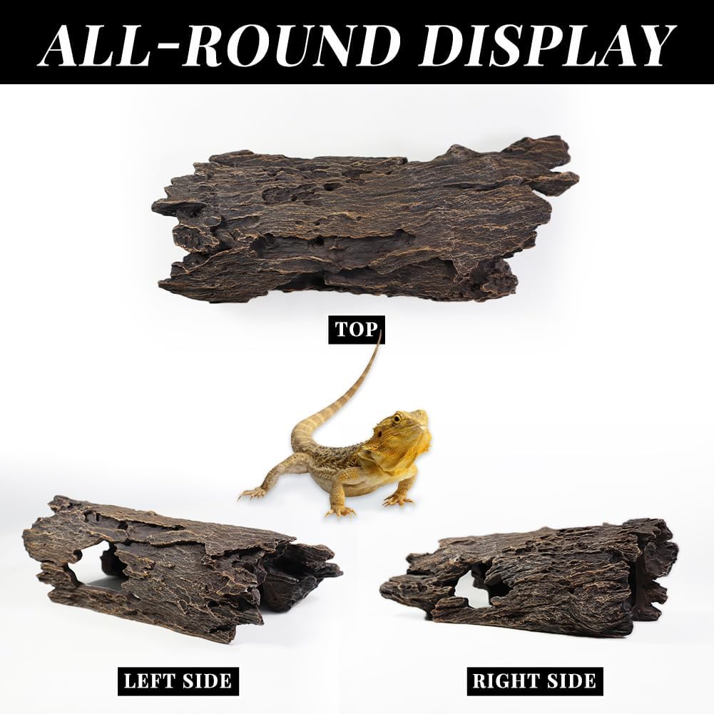 Fish Tank Decorations - Large Aquarium Decorations Air Bubbler Tree Fish House for Betta Hideout Caves Buddha Decor Temple Ruins Arched Betta Fish Accessories Reptile House Shelter Decor (Wood A-L)