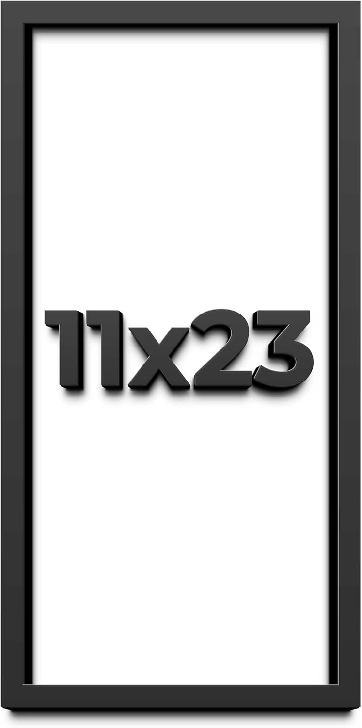 11x23 Shadow Box Frame Black | 1 Inch Deep Solid Wood Shadowbox Display Frame | UV Resistant Acrylic Plexiglass, Acid Free Backing, and Hanging Hardware | Dugan Picture Frame Style